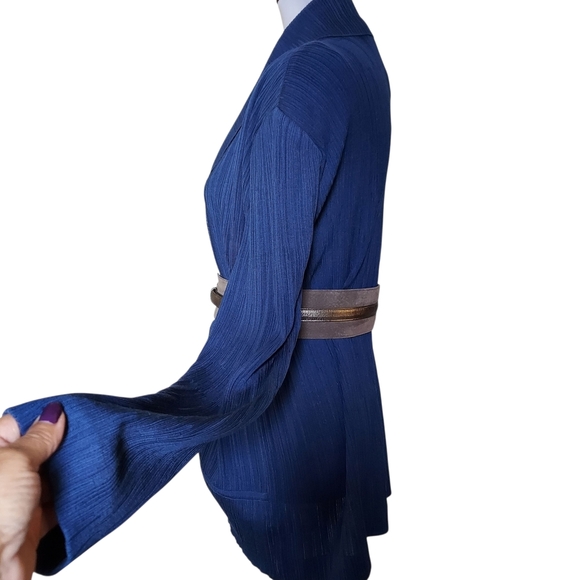 Misook Blue Cardigan with Belt - Picture 5 of 12